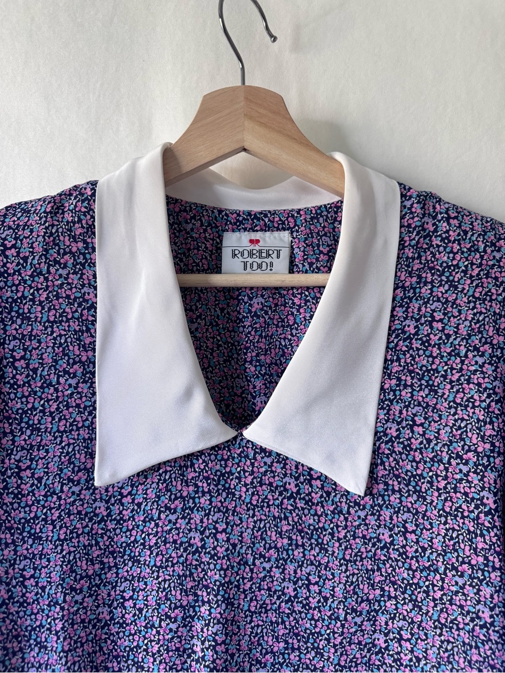 Vintage 70s 80s Floral Midi Dress White Collar Prairie Cottagecore M - Picture 3 of 12